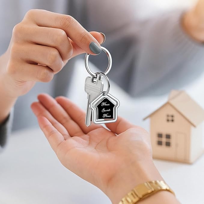 1779433890_Personalized Home Sweet Home Rotating Metal Keychain Black- 3